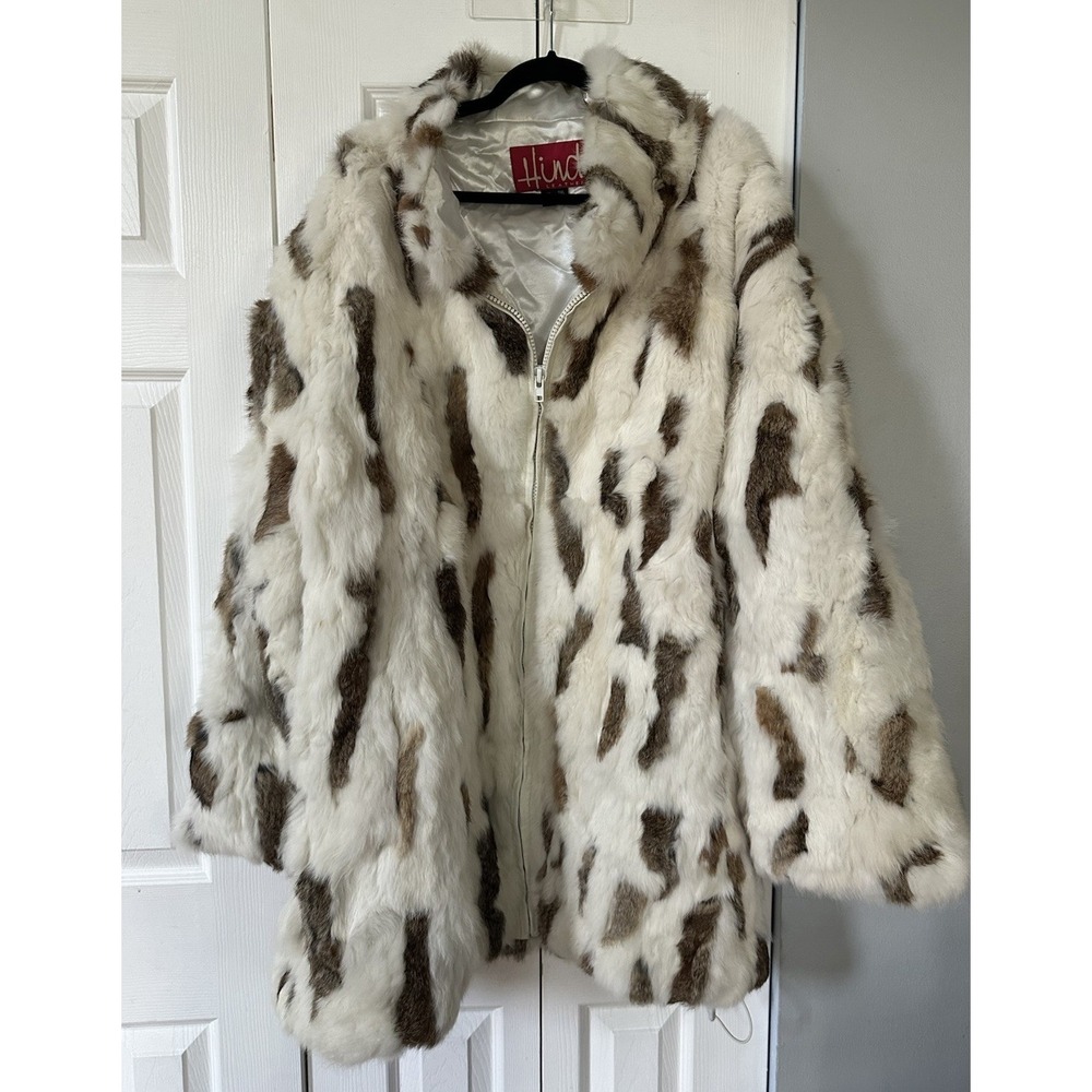 Hind Leather Maxima Rabbit Genuine Fur Full Zip Jacket Size 3XL